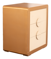 Ivory Luxe Bedroom Set – Tufted King Bed, Mirror Dresser & Side Tables in Golden Offwhite Finish