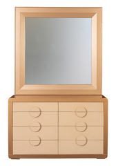 Ivory Luxe Bedroom Set – Tufted King Bed, Mirror Dresser & Side Tables in Golden Offwhite Finish