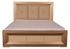 Ivory Luxe Bedroom Set – Tufted King Bed, Mirror Dresser & Side Tables in Golden Offwhite Finish