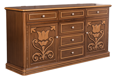 Regal Green Tufted Bedroom Set – King Bed with Carved Dresser & Side Tables