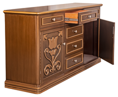 Regal Green Tufted Bedroom Set – King Bed with Carved Dresser & Side Tables