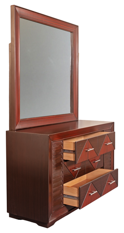 Geo Frame King Bedroom Set – Geometric Panel Design with Dresser & Side Tables