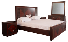 Geo Frame King Bedroom Set – Geometric Panel Design with Dresser & Side Tables