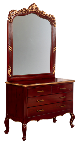 Classic Royal Bed Set – Tufted Headboard, Carved Legs & Bargandi Finish
