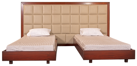 Upholstered Twin Beds with Shared Headboard