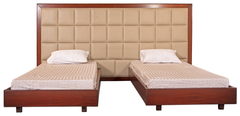 Upholstered Twin Beds with Shared Headboard