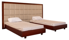 Upholstered Twin Beds with Shared Headboard