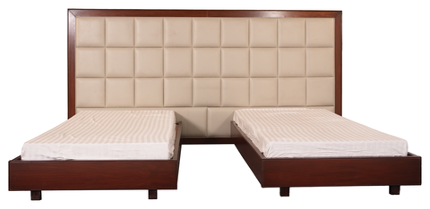 Upholstered Twin Beds with Shared Headboard