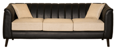 Black Leatherette Sofa Set – Sophisticated Comfort in Tooth & Keekar Wood Frame - Silaj Furniture