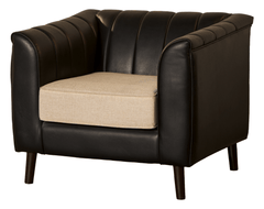 Black Leatherette Sofa Set – Sophisticated Comfort in Tooth & Keekar Wood Frame - Silaj Furniture