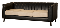 Black Leatherette Sofa Set – Sophisticated Comfort in Tooth & Keekar Wood Frame - Silaj Furniture