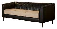 Black Leatherette Sofa Set – Sophisticated Comfort in Tooth & Keekar Wood Frame - Silaj Furniture