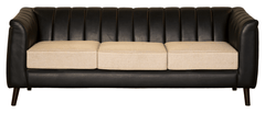 Black Leatherette Sofa Set – Sophisticated Comfort in Tooth & Keekar Wood Frame - Silaj Furniture