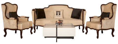 Classic Elegance Sofa Set – Shisham & Keekar Wood with High - Back Royal Design - Silaj Furniture