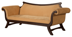 Contemporary Curved Arm Sofa – Shisham Wood Luxury Statement Piece - Silaj Furniture