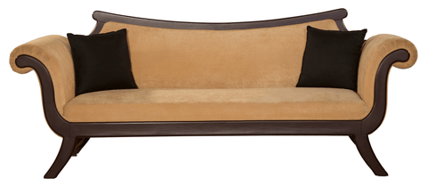 Contemporary Curved Arm Sofa – Shisham Wood Luxury Statement Piece - Silaj Furniture