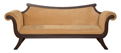 Contemporary Curved Arm Sofa – Shisham Wood Luxury Statement Piece - Silaj Furniture