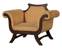 Contemporary Curved Arm Sofa – Shisham Wood Luxury Statement Piece - Silaj Furniture