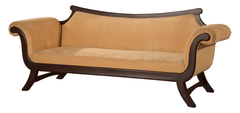 Contemporary Curved Arm Sofa – Shisham Wood Luxury Statement Piece - Silaj Furniture