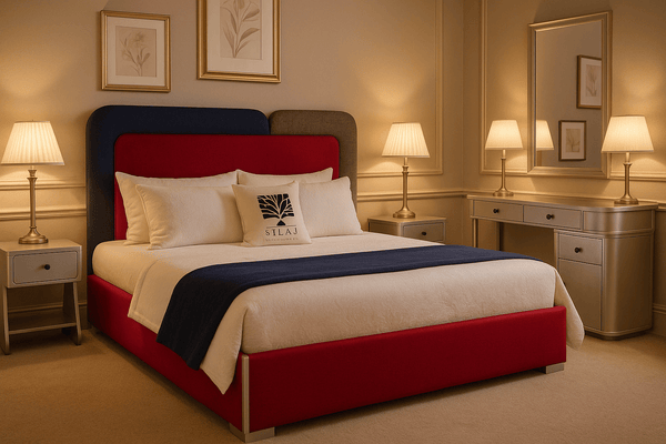 Luxury Designer Bed Set – King Size Bed with 2 Side Tables & Dressing Table