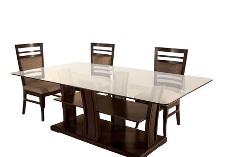 Premium 6 - Seater Dining Set — Glass Elegance & Upholstered Comfort - Silaj Furniture